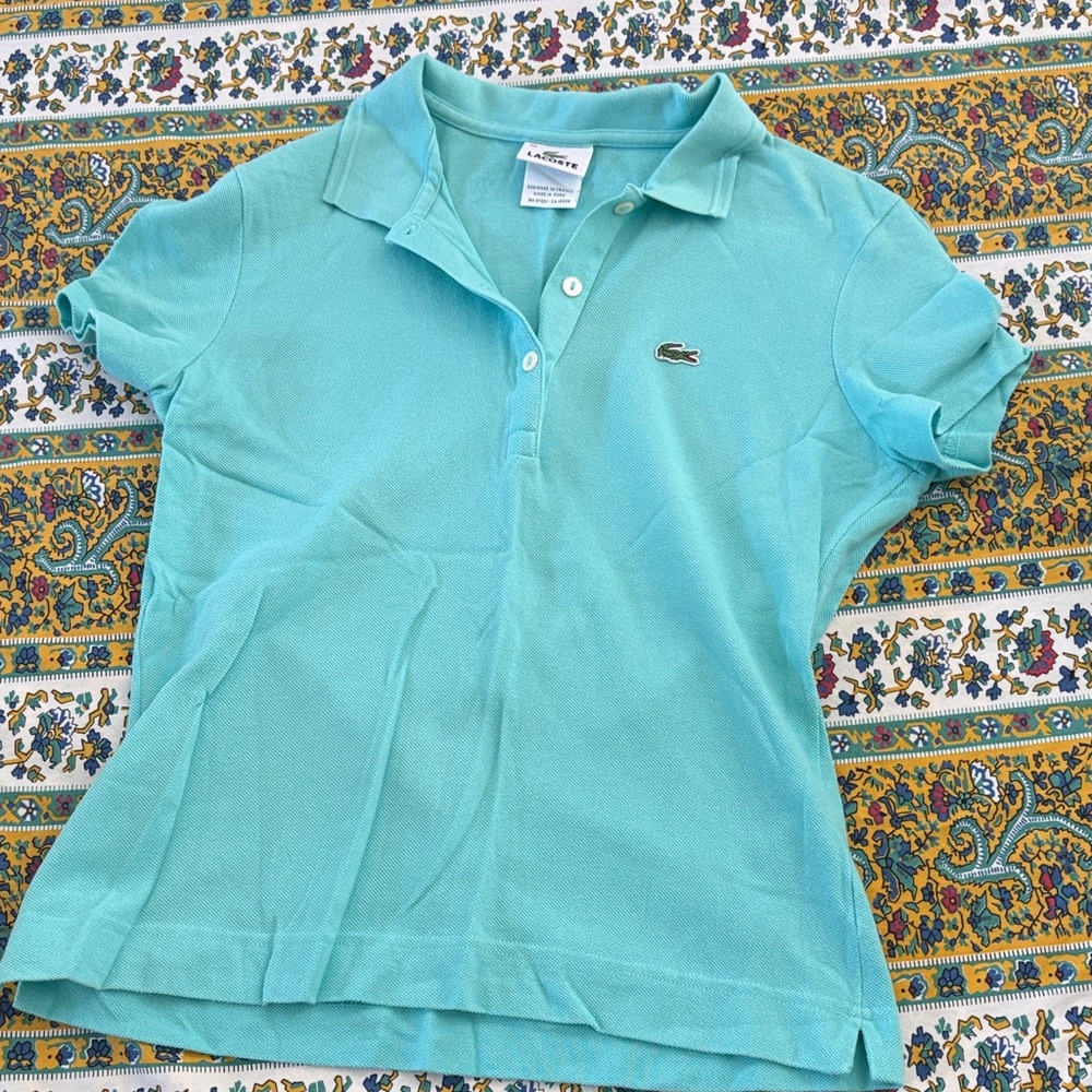 Lacoste Women’s  Light Aqua Polo Shirt with Crocodile Logo